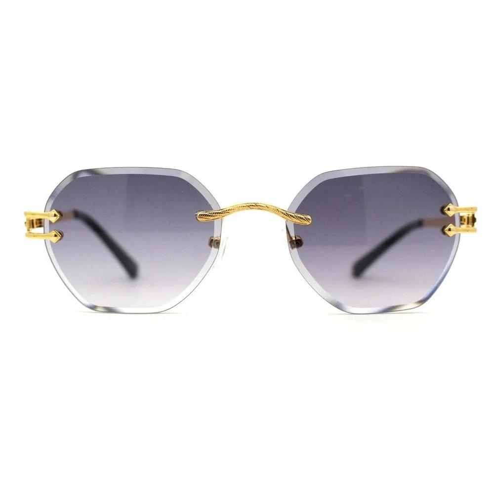 Sunglasses Black Lens Women Rimless Gold Light Weight Retro Classic Style Retro